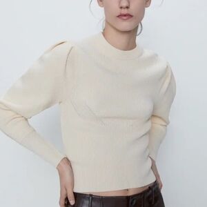 Zara Cream Crew Neck Sweater